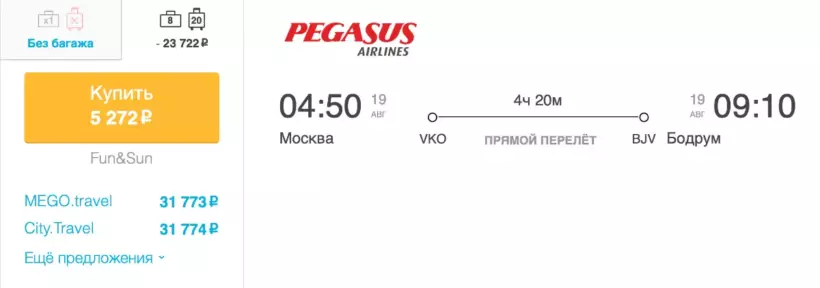 Бронирование авиабилетов Москва – Бодрум за 5 272 рублей
