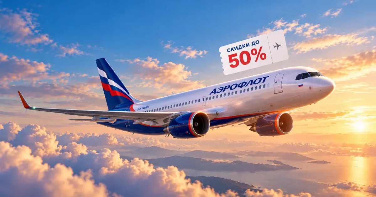 Распродажа Аэрофлота: авиабилеты со скидками до 50% на октябрь 2026-март 2027